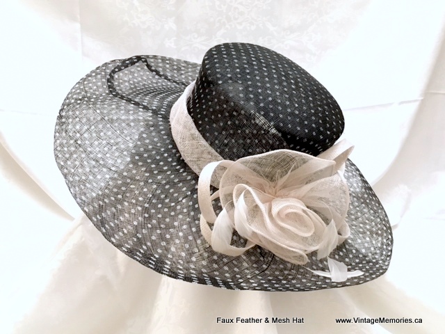 Faux Feather & Mesh Hat