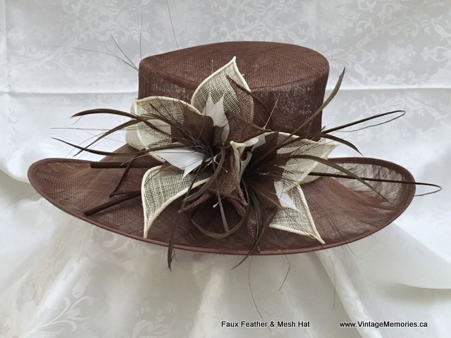 Faux Feather & Mesh Hat