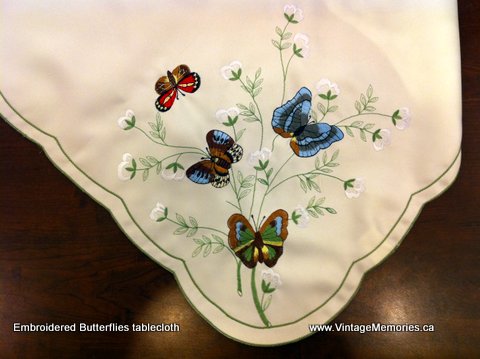 butterflies embroidered tablecloth