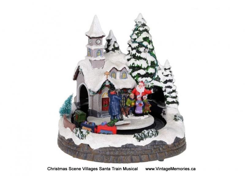 christmas village Santa train musical