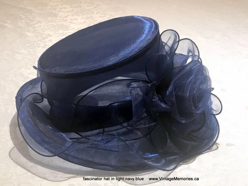 fascinator hat in light navy blue
